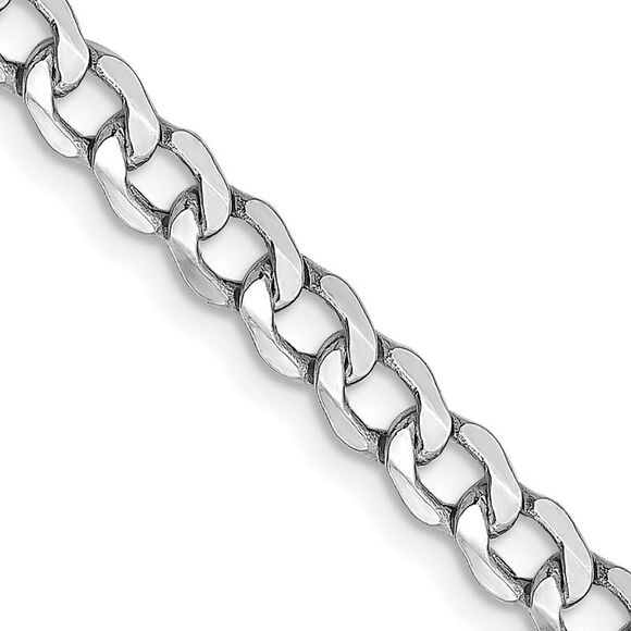14k White Gold 18 inch 4.3mm Semi-Solid Curb Lobster Clasp Chain